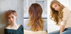 Collage di tre foto. Nella prima è ritratta una ragazza con un taglio pixie, nella seconda una ragazza di spalle con i capelli a strati, nella terza una ragazza con lunghi capelli ondulati.